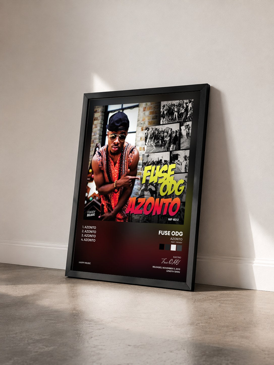 #noir Tableau de l'album Azonto (feat. Tiffany) - EP de Fuse ODG vu de trois quarts, cadre noir