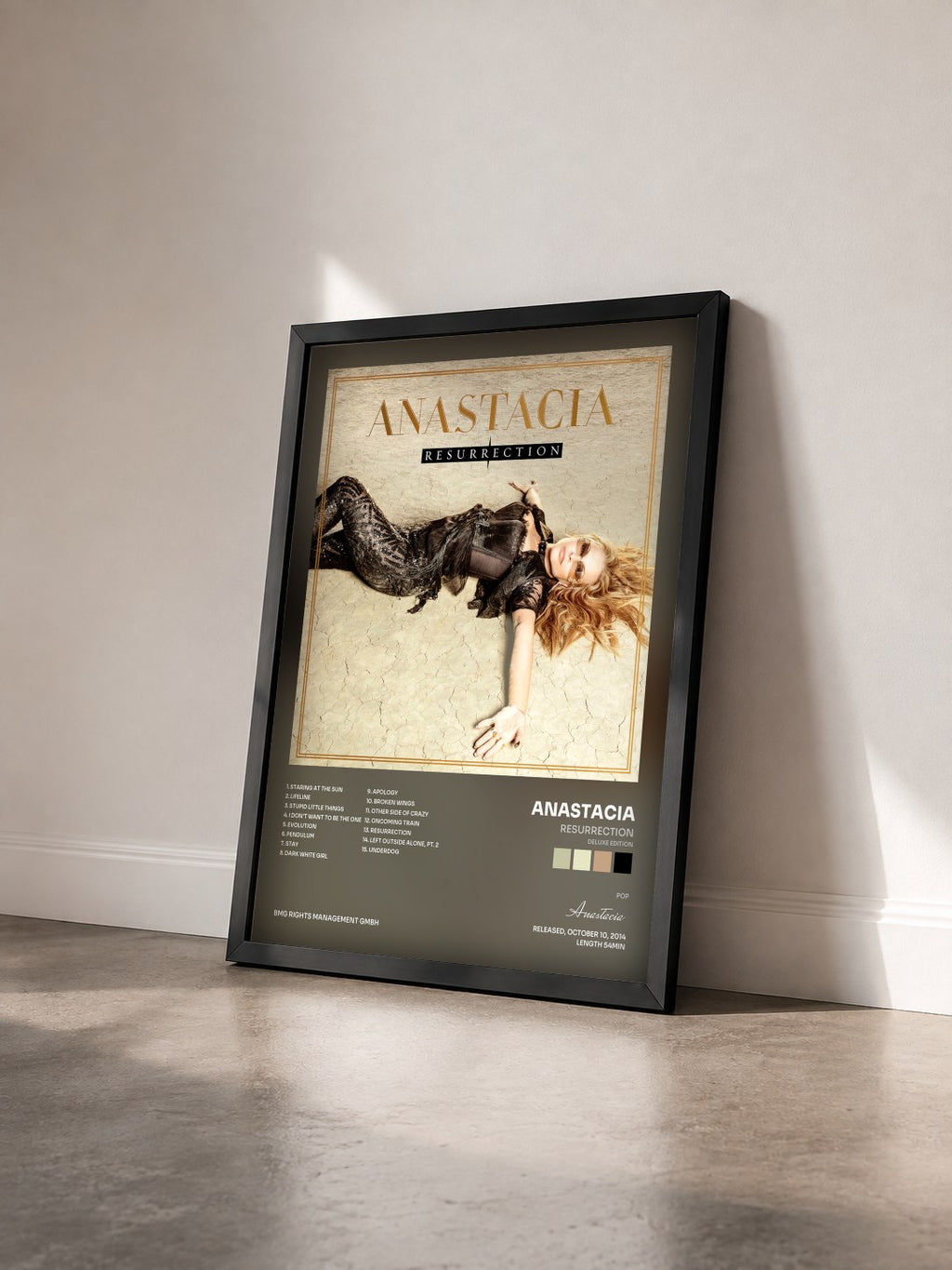 #noir Tableau de l'album Resurrection (Deluxe Edition) de Anastacia vu de trois quarts, cadre noir