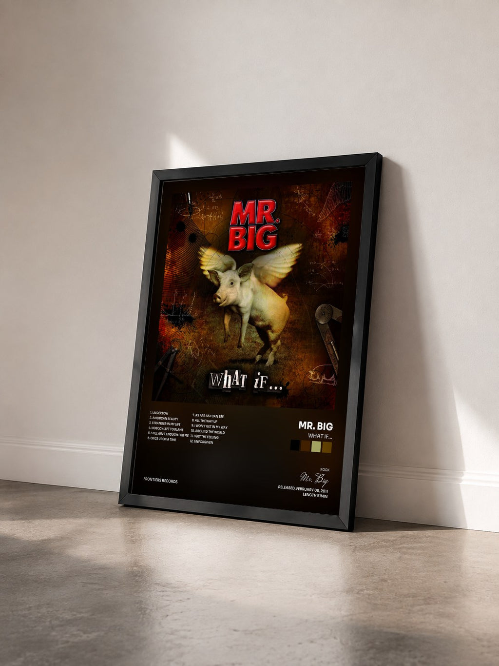 #noir Tableau de l'album What If... de Mr. Big vu de trois quarts, cadre noir