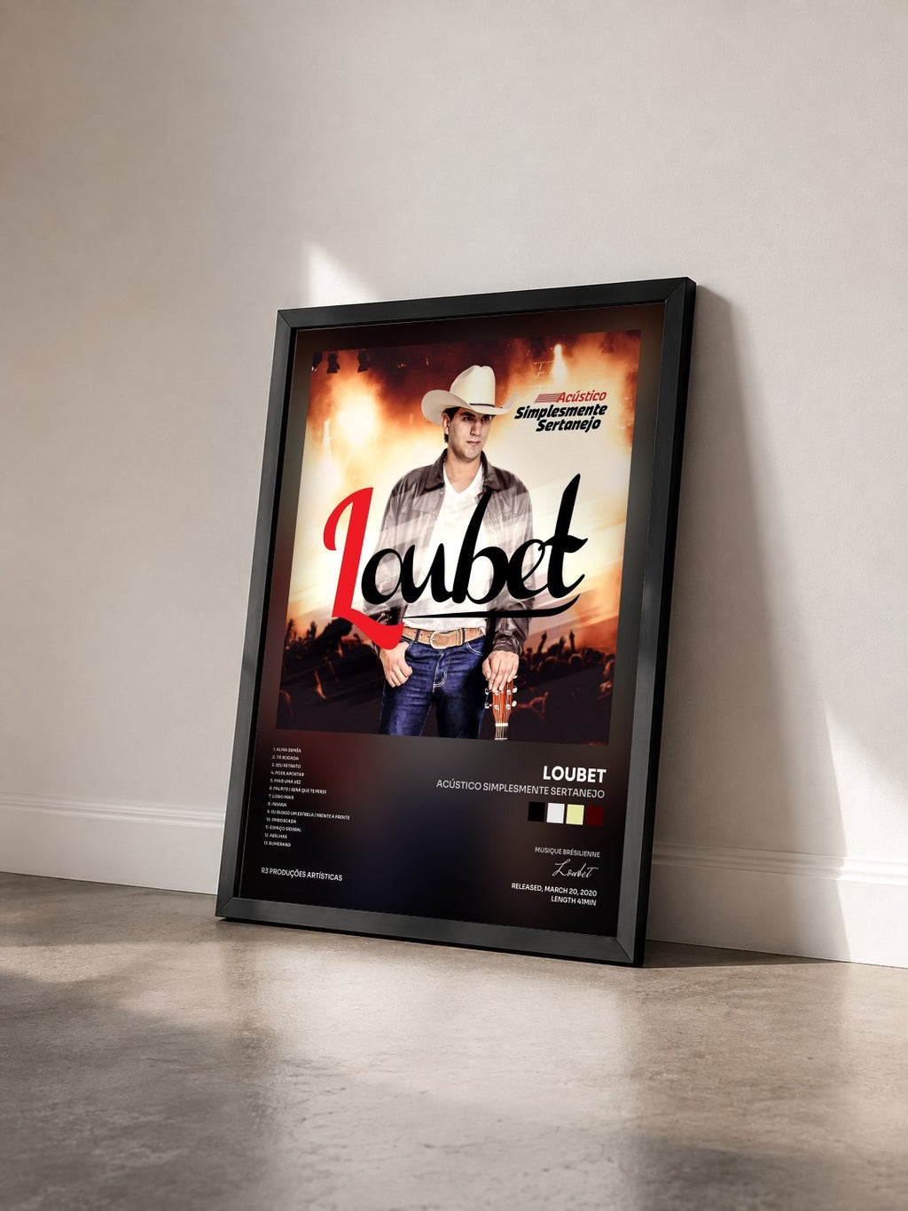 #noir Tableau de l'album Acústico Simplesmente Sertanejo de Loubet vu de trois quarts, cadre noir