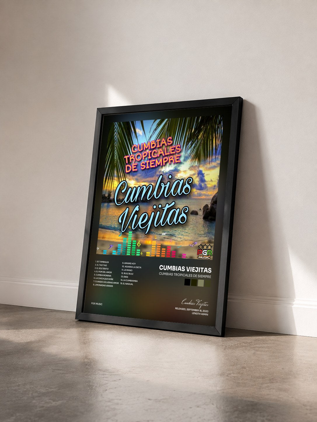 #noir Tableau de l'album Cumbias Tropicales De Siempre de Cumbias Viejitas vu de trois quarts, cadre noir