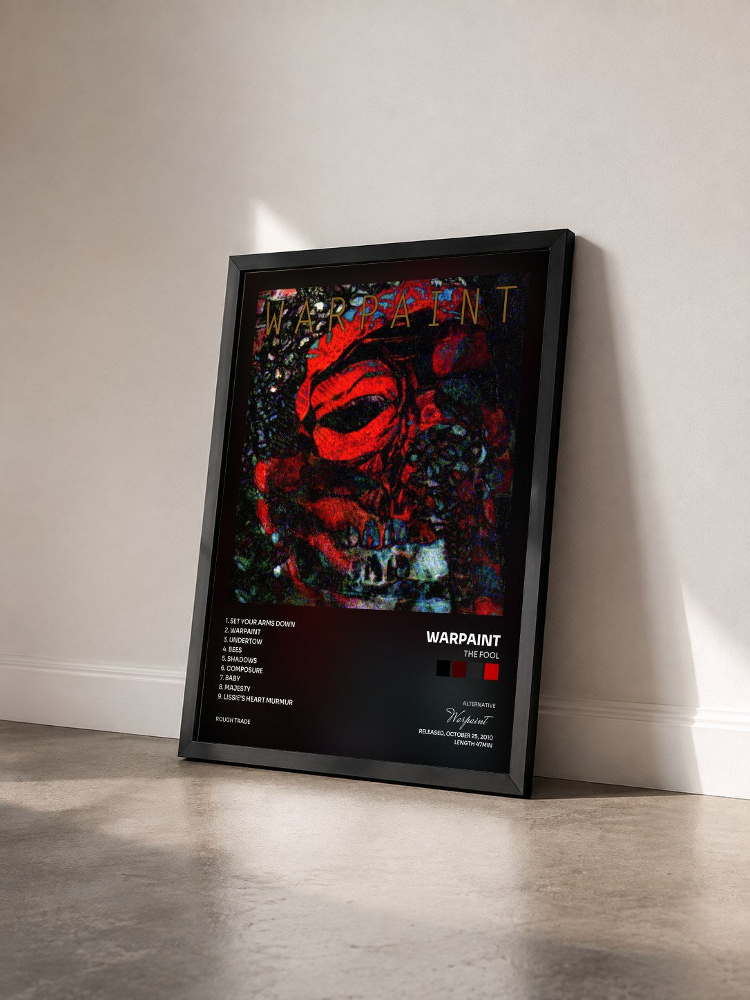 #noir Tableau de l'album The Fool de Warpaint vu de trois quarts, cadre noir