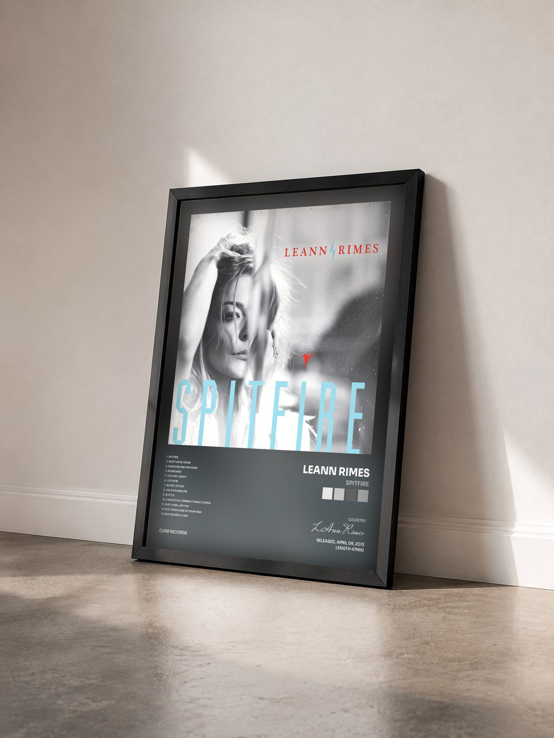 #noir Tableau de l'album Spitfire de LeAnn Rimes vu de trois quarts, cadre noir