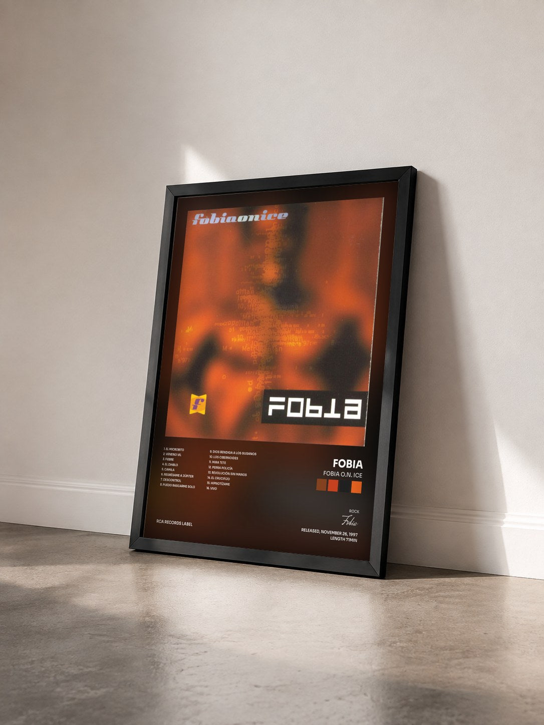 #noir Tableau de l'album Fobia O.N. Ice de Fobia vu de trois quarts, cadre noir