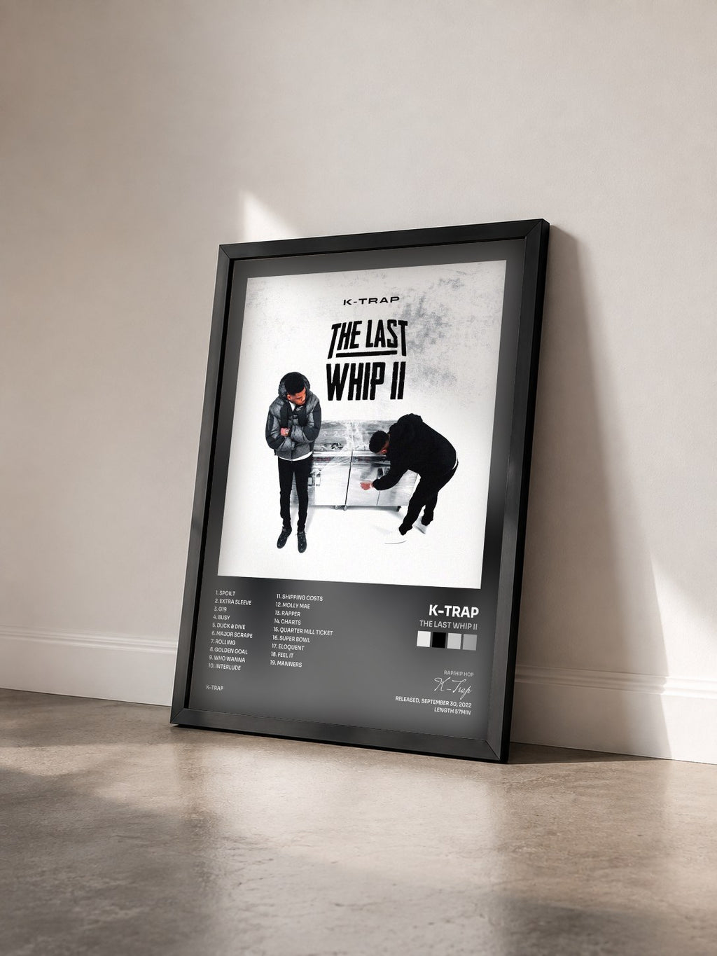 #noir Tableau de l'album The Last Whip II de K-Trap vu de trois quarts, cadre noir