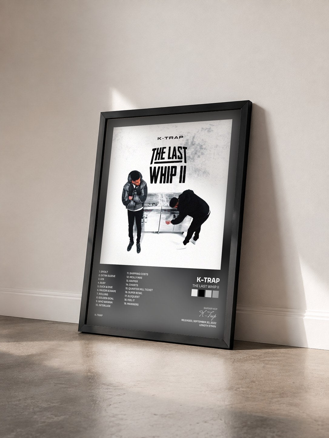#noir Tableau de l'album The Last Whip II de K-Trap vu de trois quarts, cadre noir