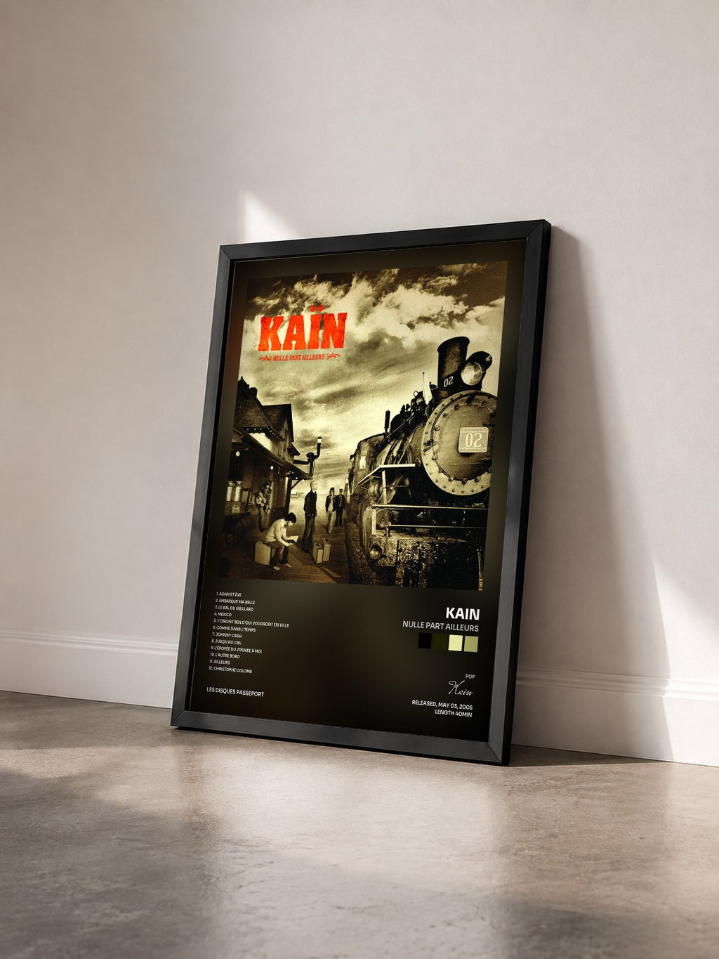 #noir Tableau de l'album Nulle part ailleurs de Kain vu de trois quarts, cadre noir