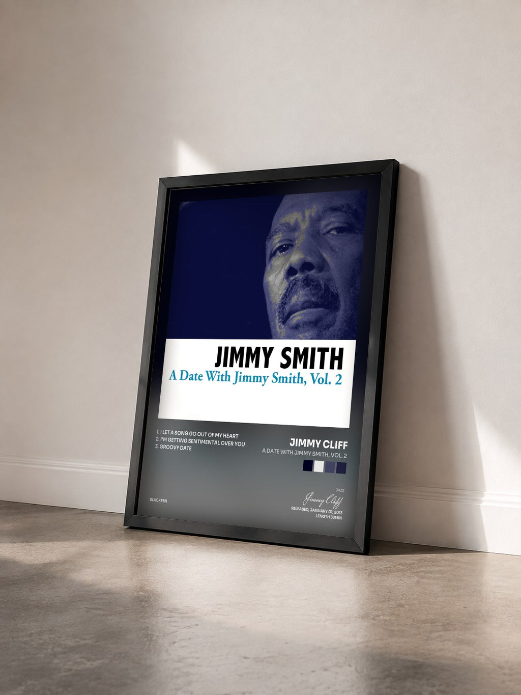 #noir Tableau de l'album A Date With Jimmy Smith, Vol. 2 de Jimmy Cliff vu de trois quarts, cadre noir