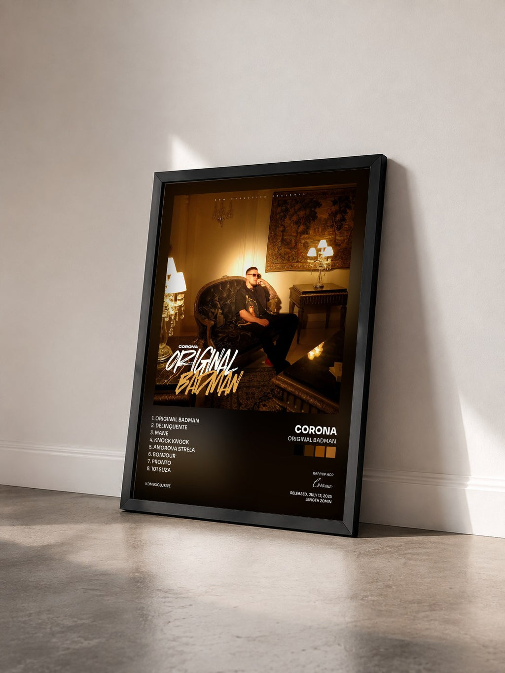 #noir Tableau de l'album Original Badman de Corona vu de trois quarts, cadre noir
