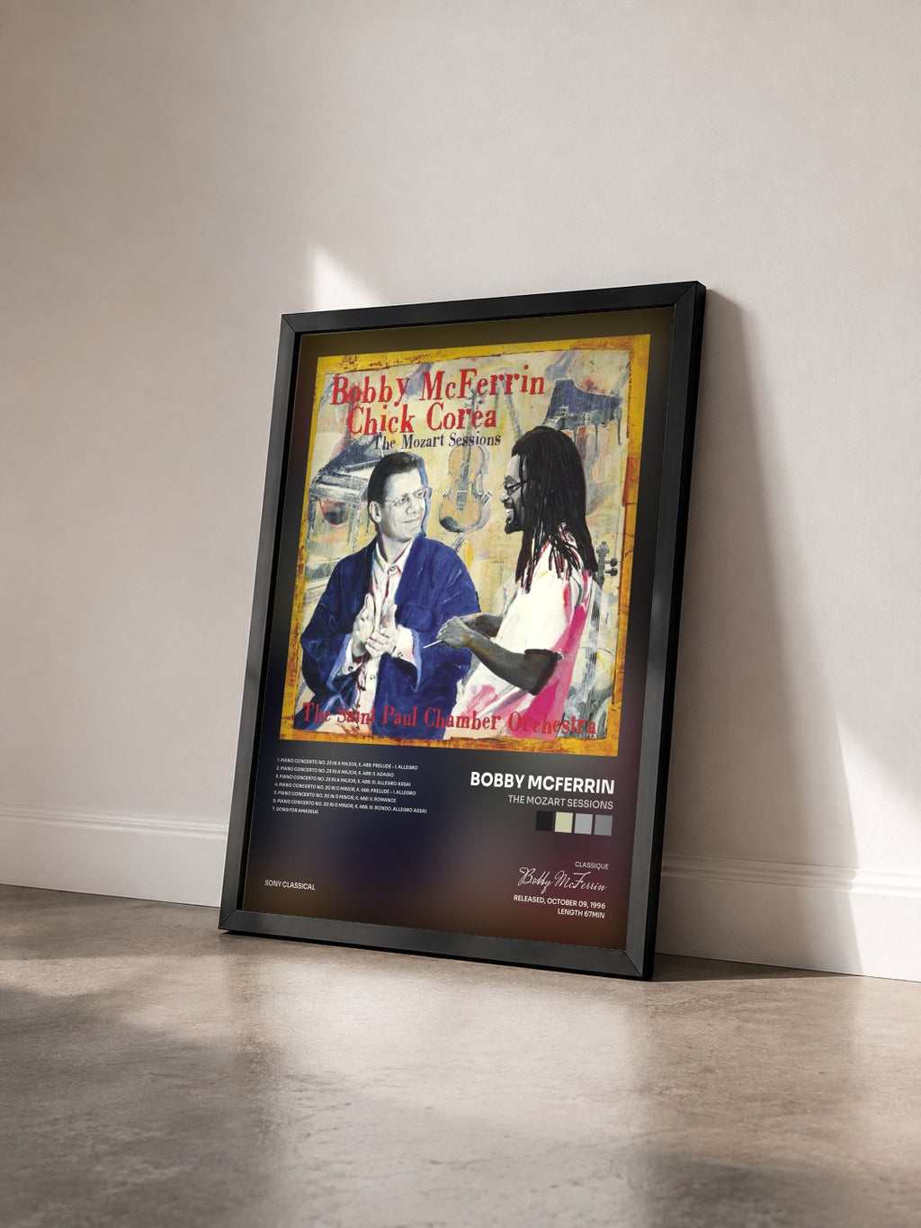 #noir Tableau de l'album The Mozart Sessions de Bobby McFerrin vu de trois quarts, cadre noir