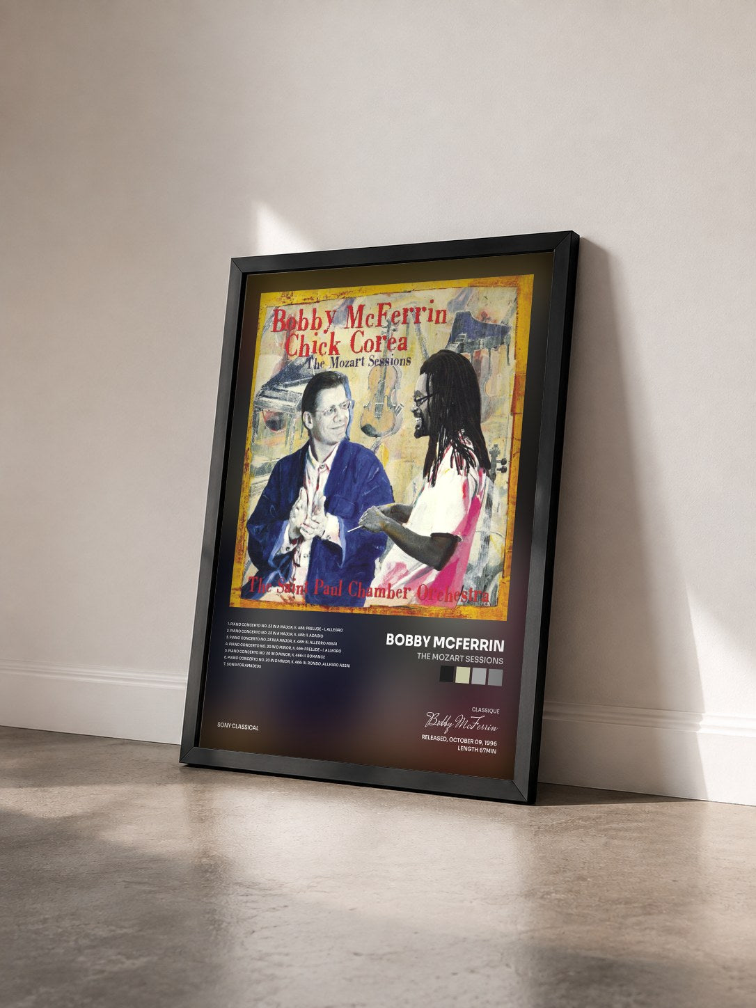 #noir Tableau de l'album The Mozart Sessions de Bobby McFerrin vu de trois quarts, cadre noir