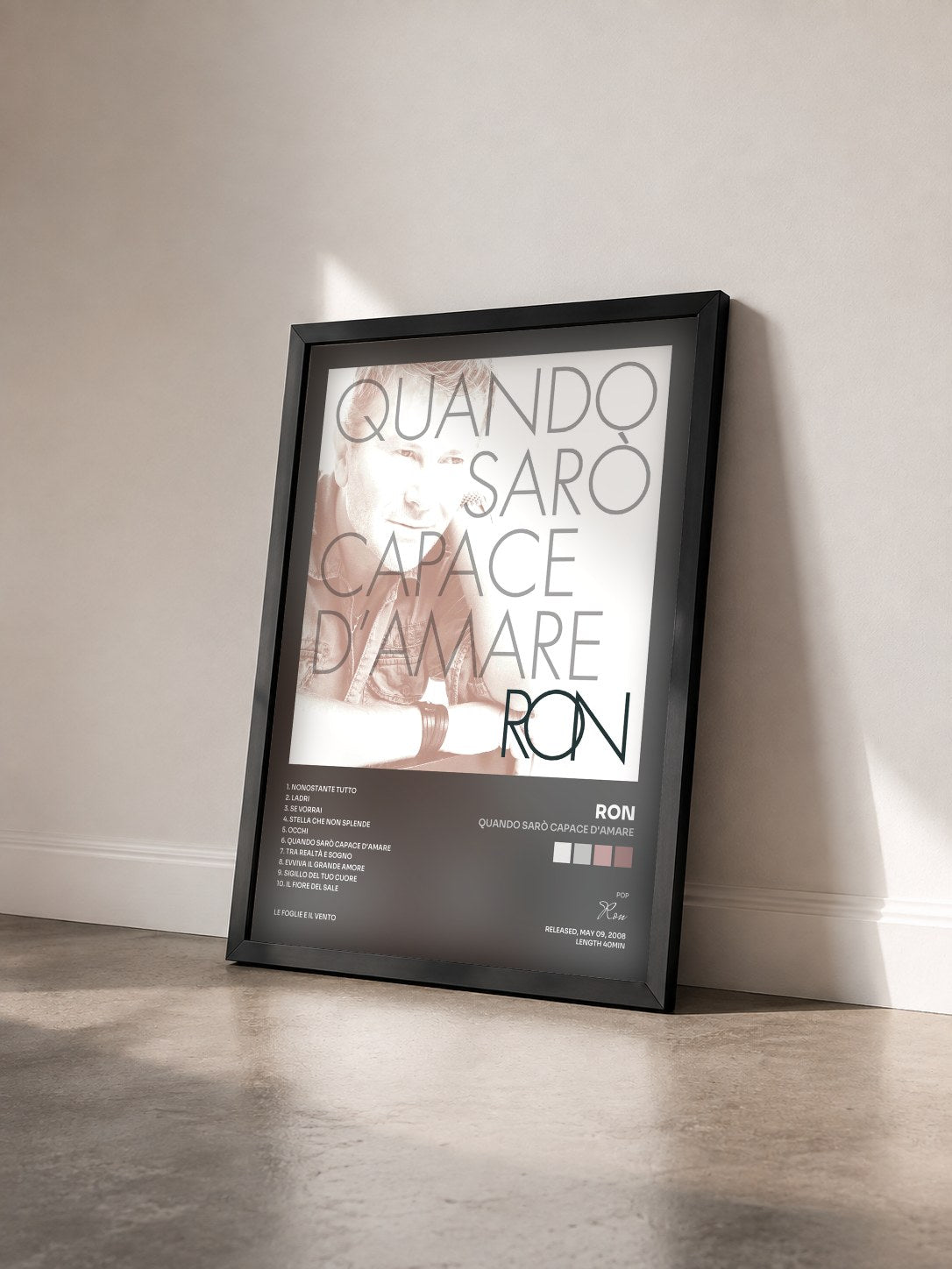 #noir Tableau de l'album Quando Sarò Capace D'Amare de Ron vu de trois quarts, cadre noir