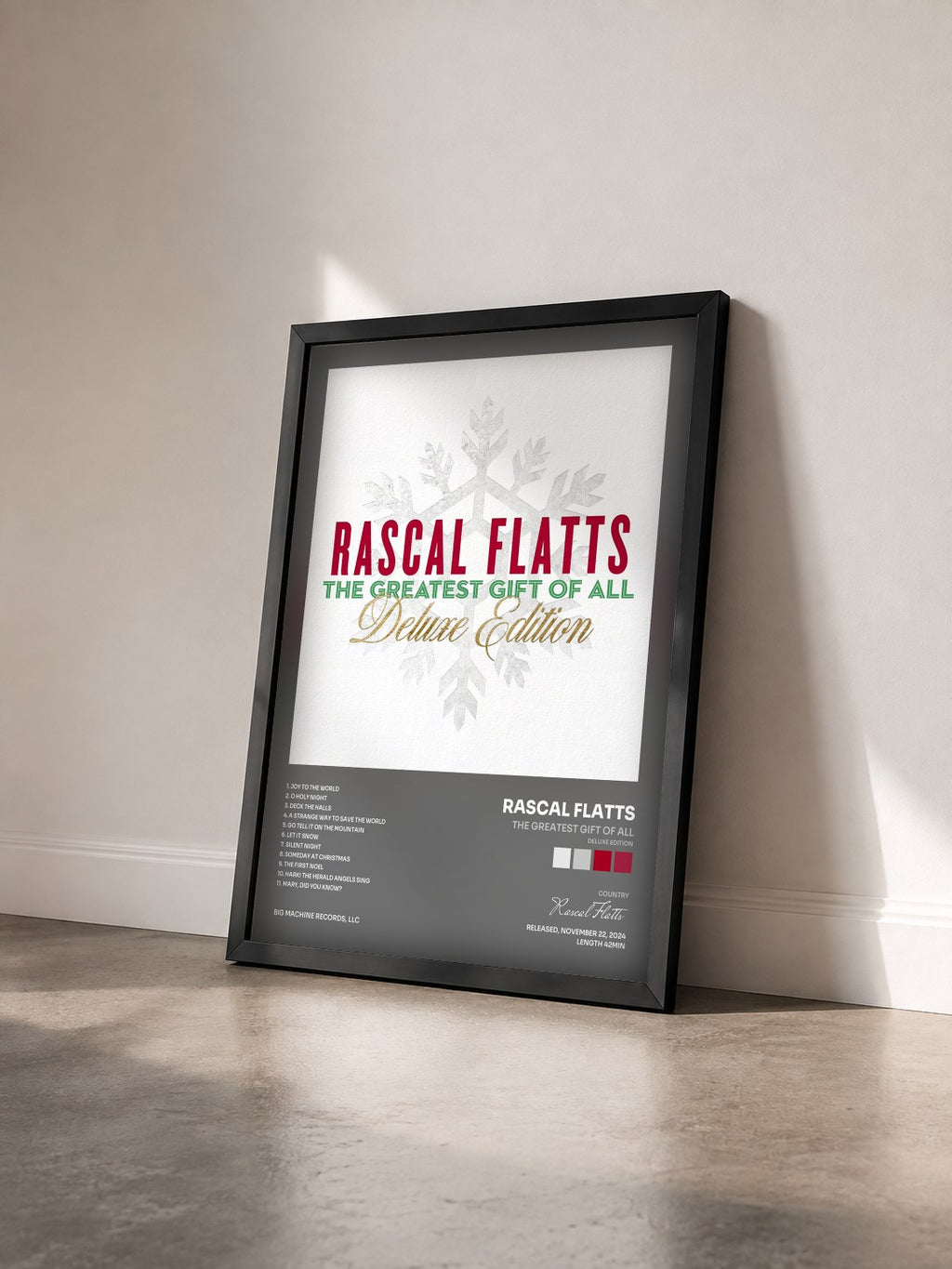 #noir Tableau de l'album The Greatest Gift Of All (Deluxe Edition) de Rascal Flatts vu de trois quarts, cadre noir