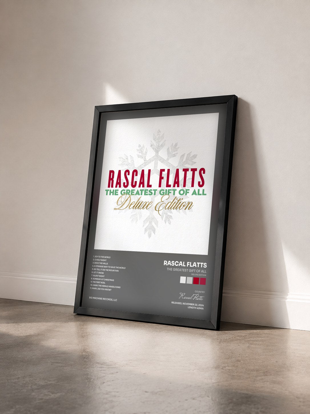 #noir Tableau de l'album The Greatest Gift Of All (Deluxe Edition) de Rascal Flatts vu de trois quarts, cadre noir