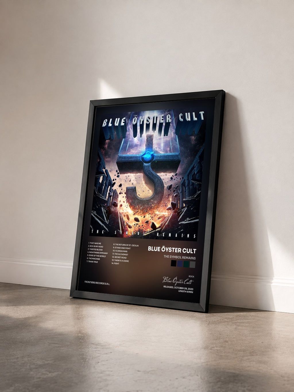 #noir Tableau de l'album The Symbol Remains de Blue Öyster Cult vu de trois quarts, cadre noir