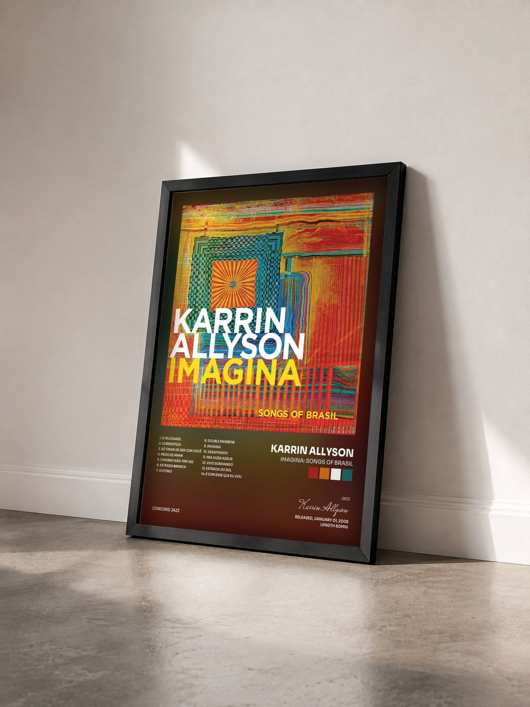 #noir Tableau de l'album Imagina: Songs Of Brasil de Karrin Allyson vu de trois quarts, cadre noir