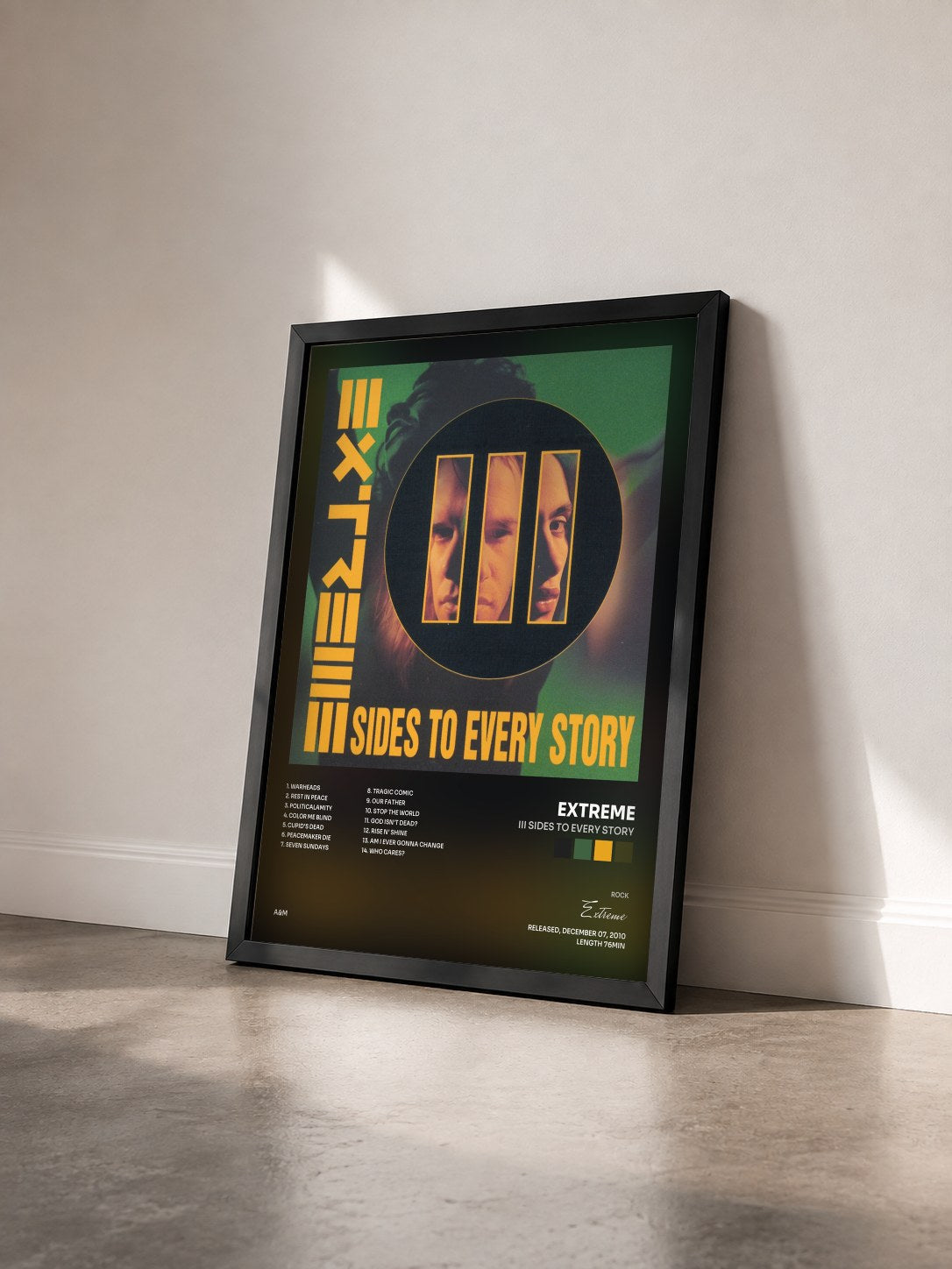 #noir Tableau de l'album III Sides To Every Story de Extreme vu de trois quarts, cadre noir
