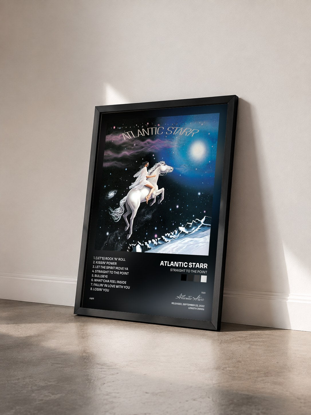 #noir Tableau de l'album Straight To The Point de Atlantic Starr vu de trois quarts, cadre noir