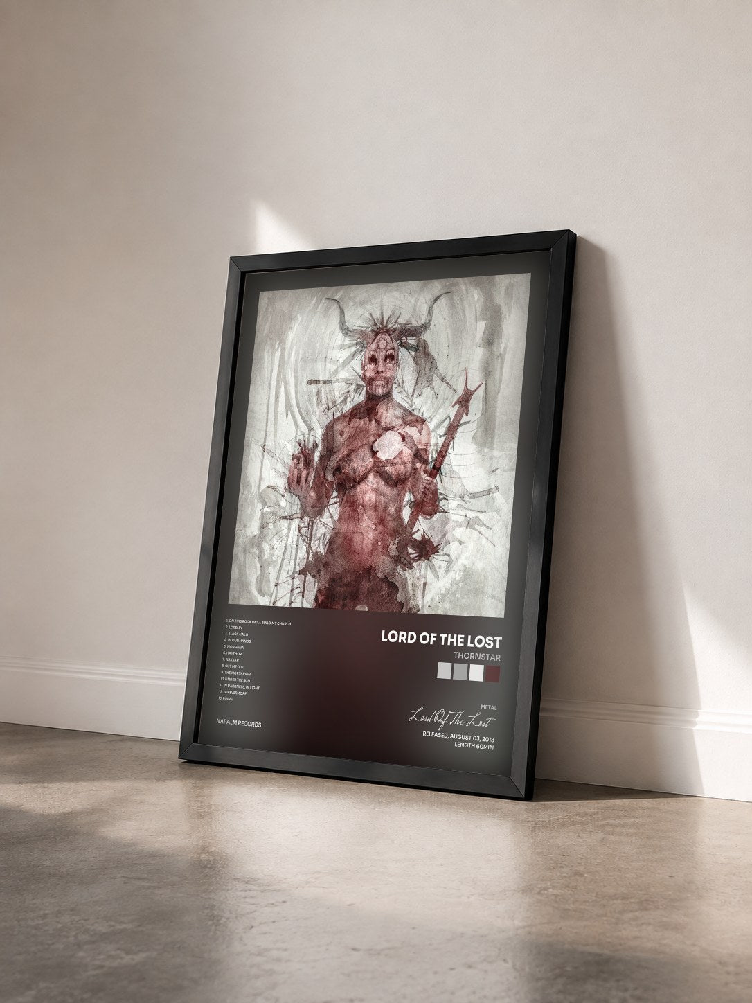 #noir Tableau de l'album Thornstar de Lord Of The Lost vu de trois quarts, cadre noir