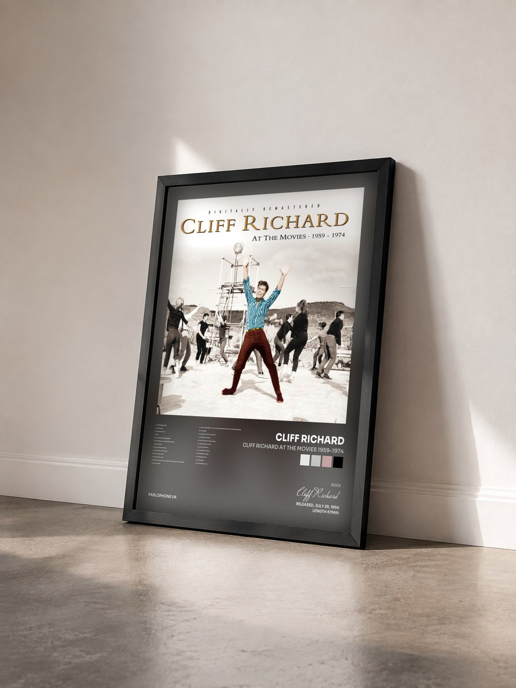 #noir Tableau de l'album Cliff Richard at the Movies 1959-1974 de Cliff Richard vu de trois quarts, cadre noir