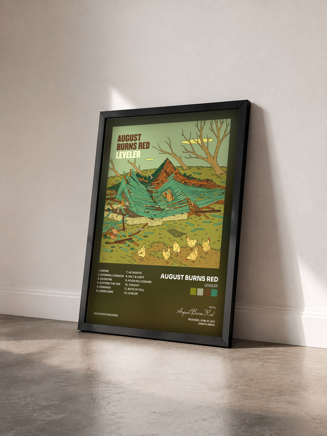 #noir Tableau de l'album Leveler de August Burns Red vu de trois quarts, cadre noir