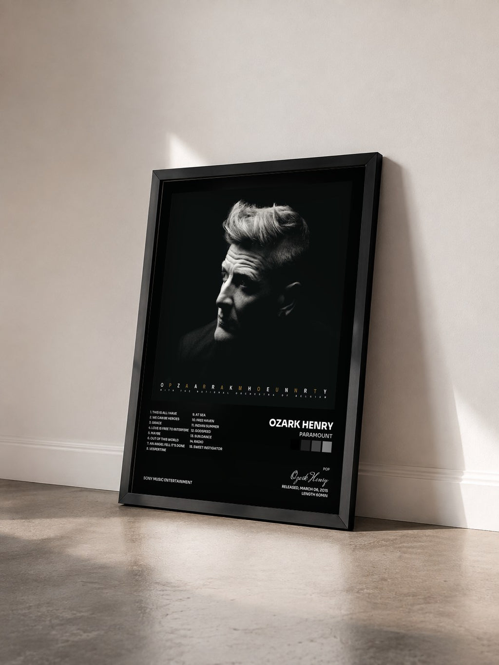 #noir Tableau de l'album Paramount de Ozark Henry vu de trois quarts, cadre noir