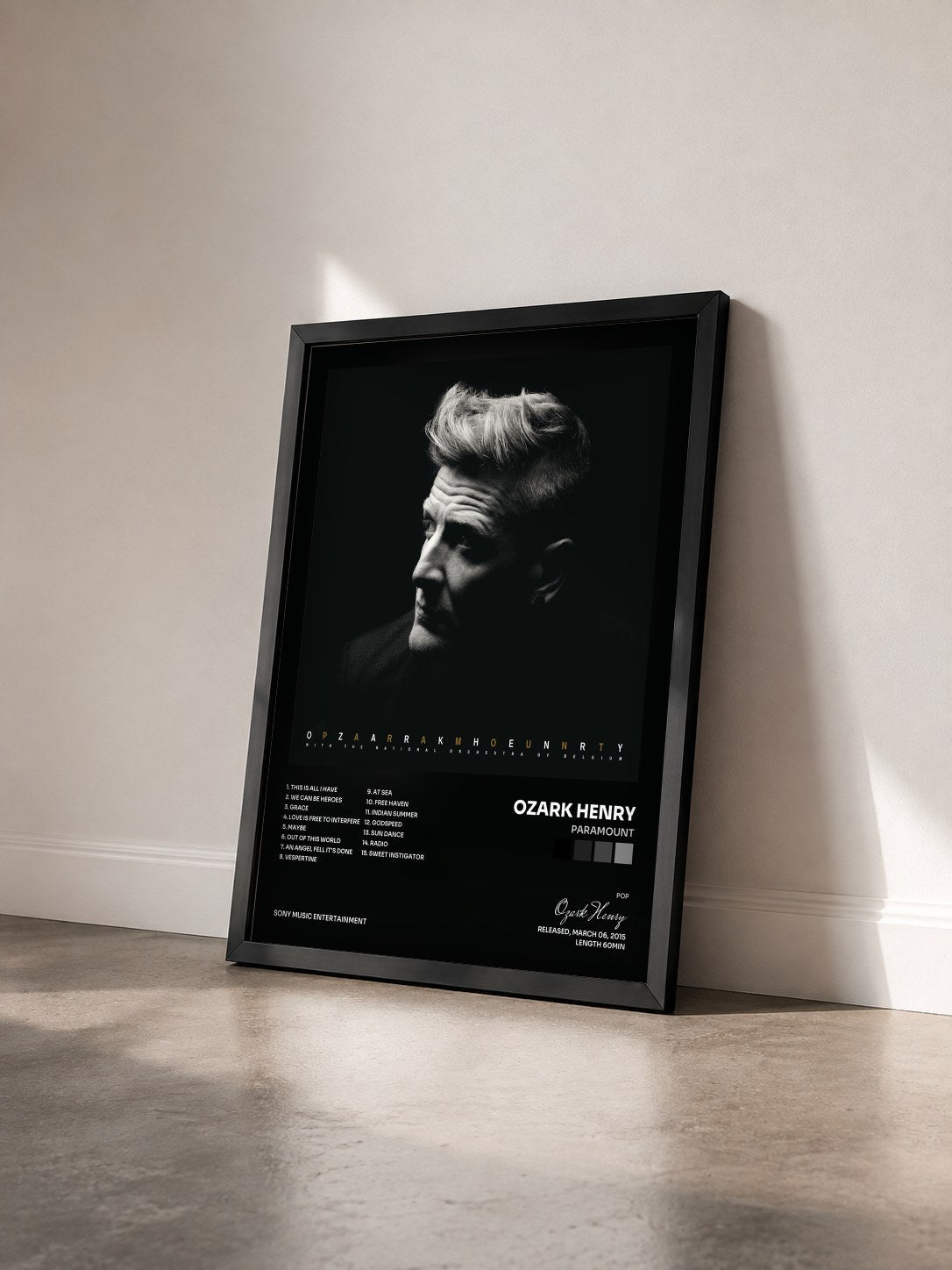 #noir Tableau de l'album Paramount de Ozark Henry vu de trois quarts, cadre noir