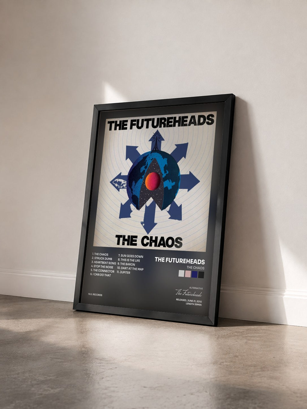 #noir Tableau de l'album The Chaos de The Futureheads vu de trois quarts, cadre noir
