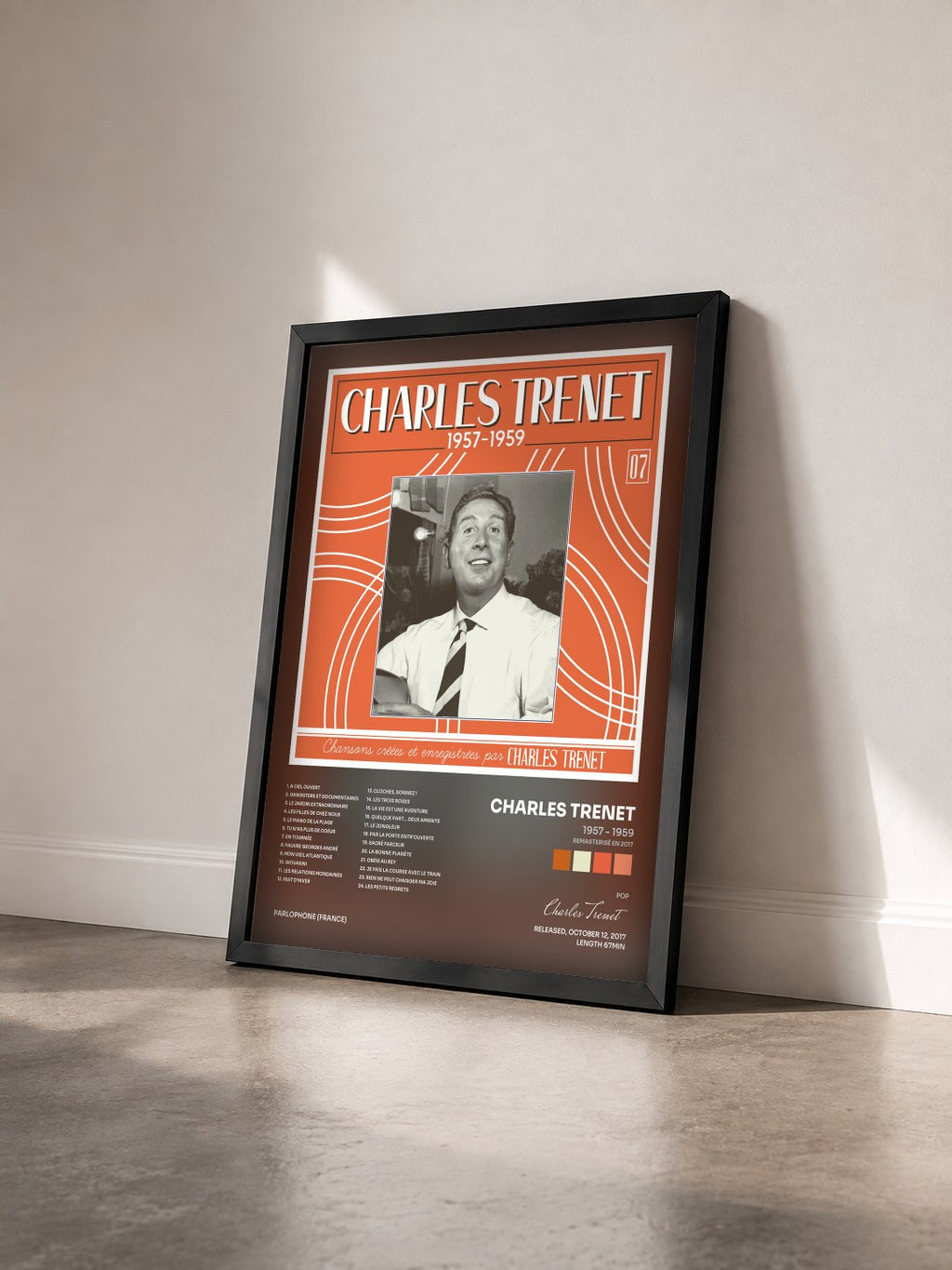 #noir Tableau de l'album 1957 - 1959 (Remasterisé en 2017) de Charles Trenet vu de trois quarts, cadre noir