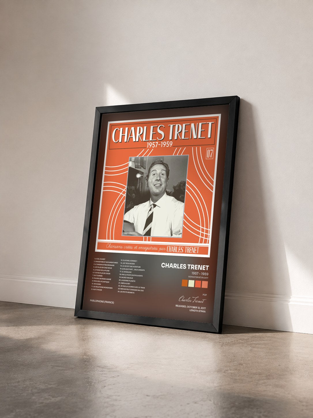 #noir Tableau de l'album 1957 - 1959 (Remasterisé en 2017) de Charles Trenet vu de trois quarts, cadre noir