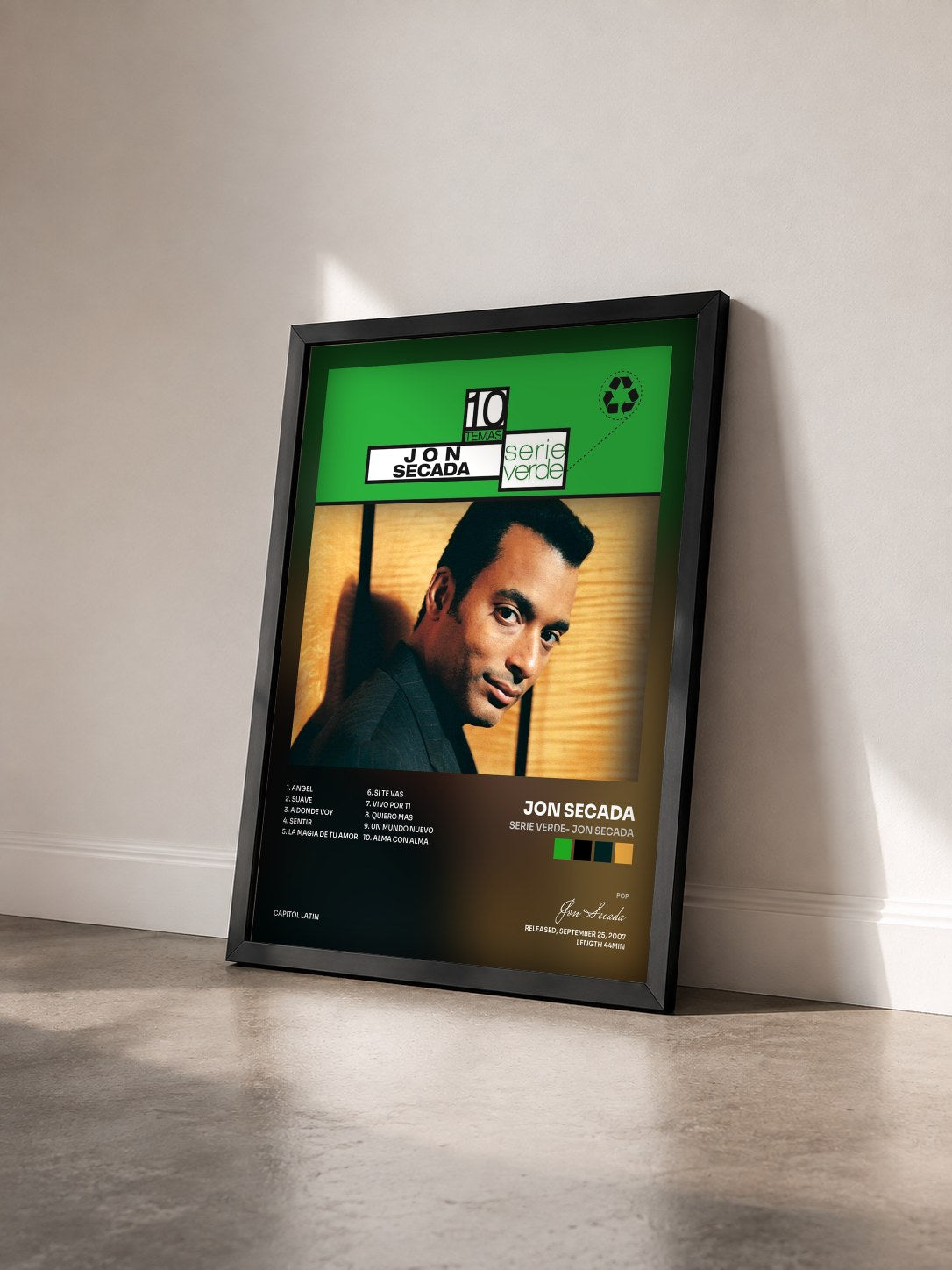 #noir Tableau de l'album Serie Verde- Jon Secada de Jon Secada vu de trois quarts, cadre noir