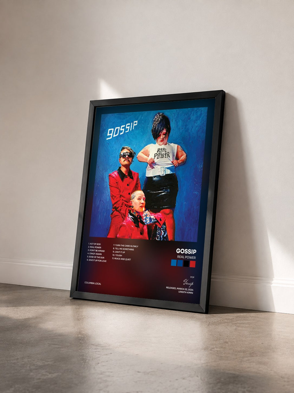 #noir Tableau de l'album Real Power de Gossip vu de trois quarts, cadre noir