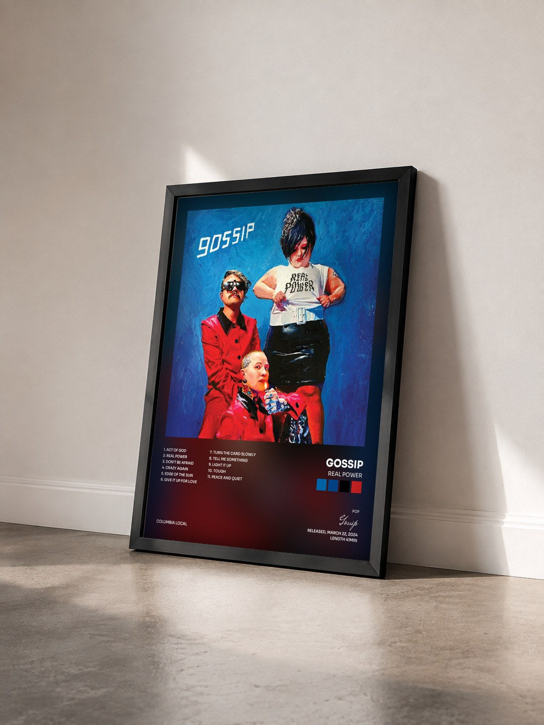 #noir Tableau de l'album Real Power de Gossip vu de trois quarts, cadre noir
