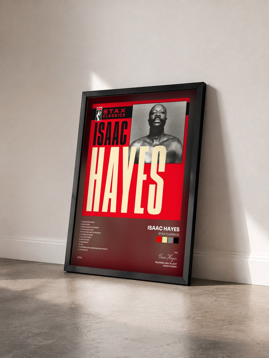 #noir Tableau de l'album Stax Classics de Isaac Hayes vu de trois quarts, cadre noir