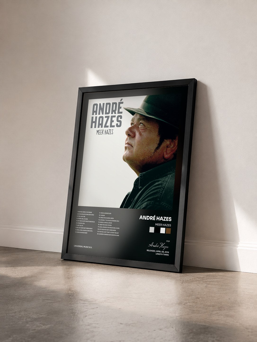 #noir Tableau de l'album Meer Hazes de André Hazes vu de trois quarts, cadre noir
