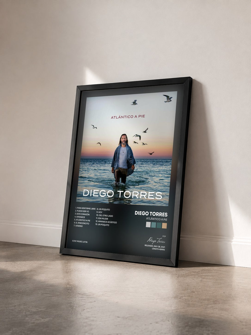 #noir Tableau de l'album Atlántico a Pie de Diego Torres vu de trois quarts, cadre noir