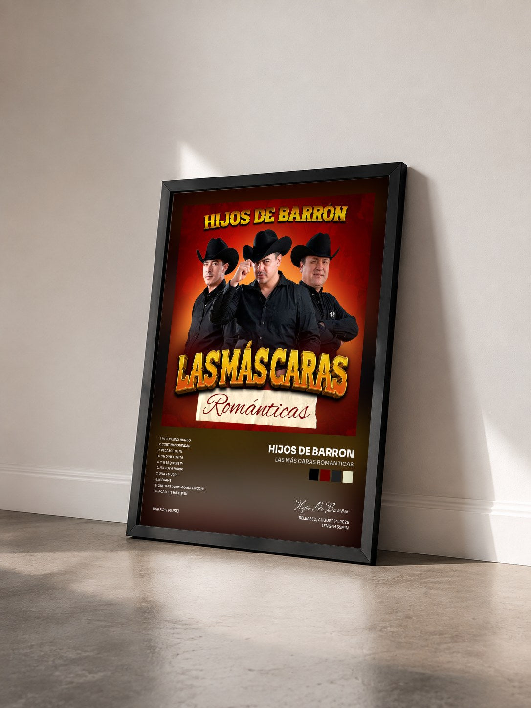 #noir Tableau de l'album Las Más Caras Románticas de Hijos De Barron vu de trois quarts, cadre noir