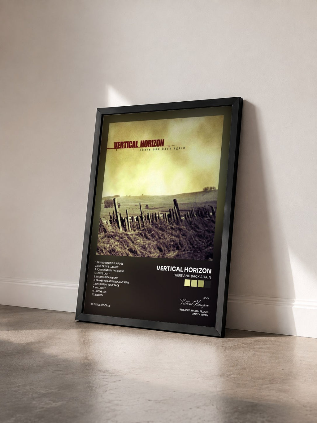 #noir Tableau de l'album There and Back Again de Vertical Horizon vu de trois quarts, cadre noir