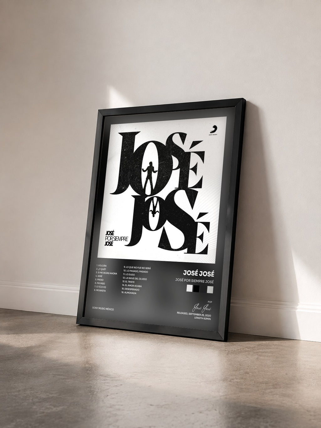 #noir Tableau de l'album José por Siempre José de José José vu de trois quarts, cadre noir