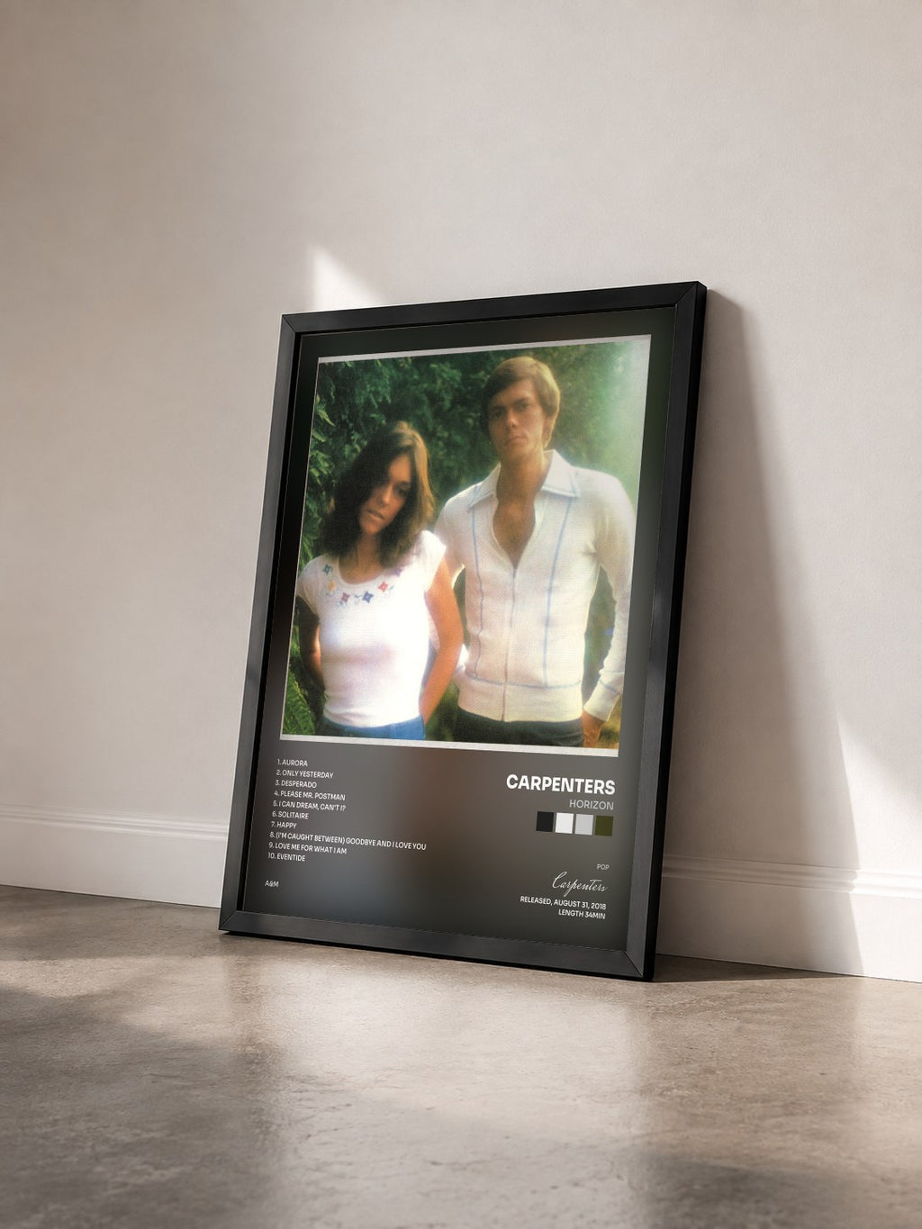 #noir Tableau de l'album Horizon de Carpenters vu de trois quarts, cadre noir