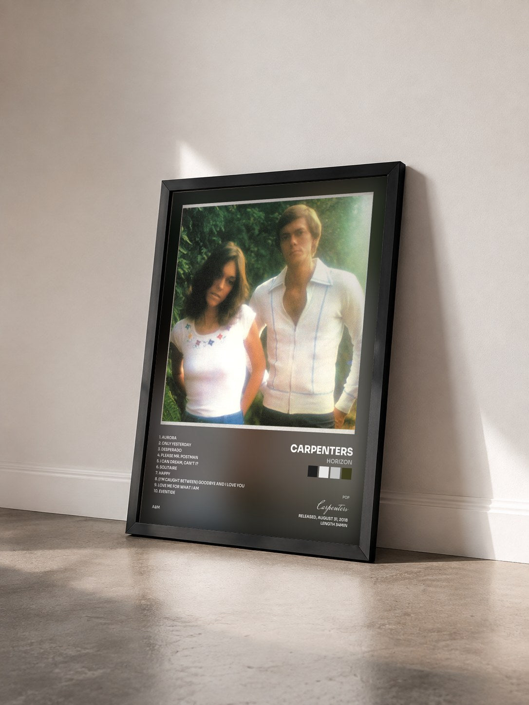 #noir Tableau de l'album Horizon de Carpenters vu de trois quarts, cadre noir
