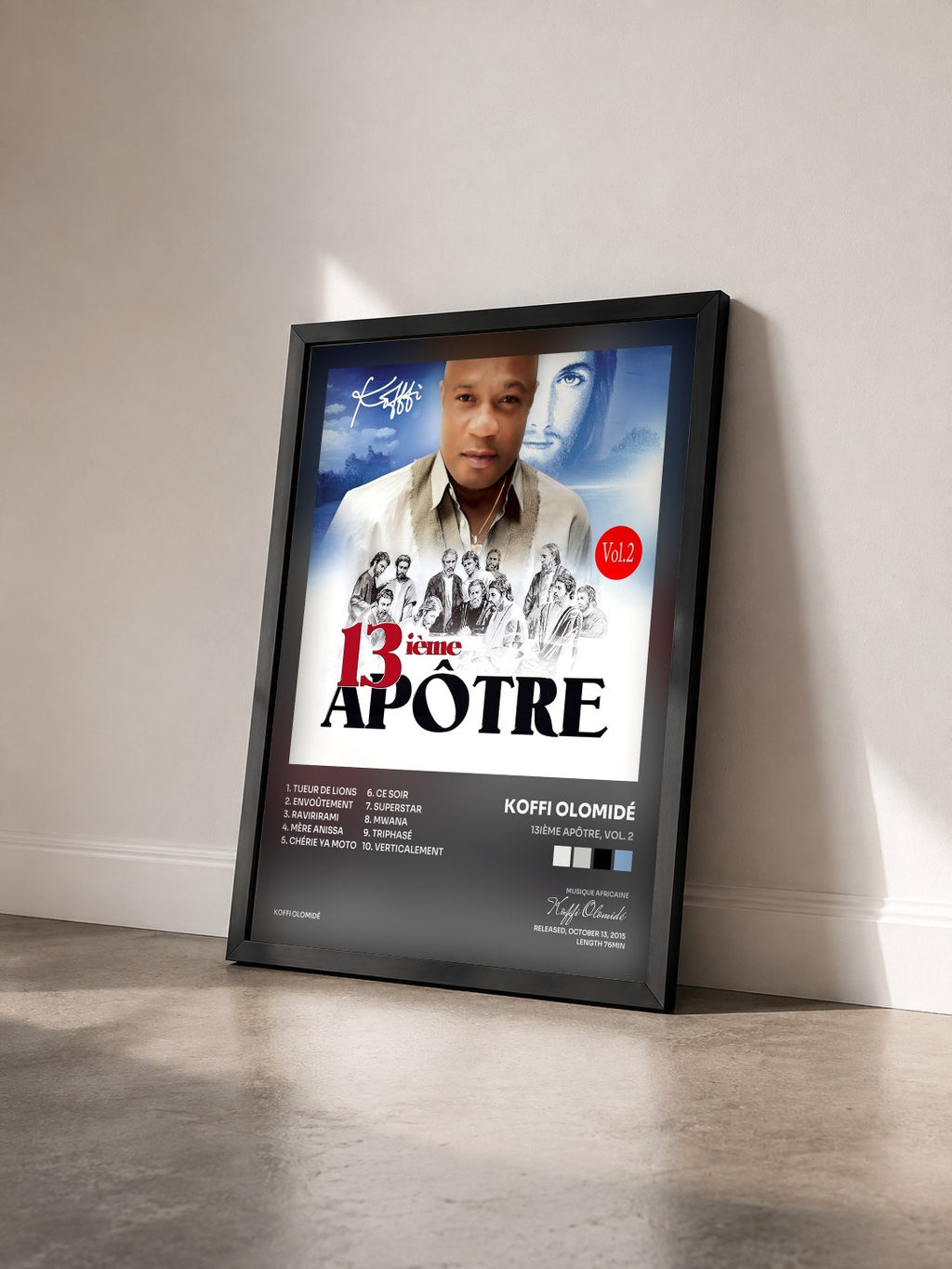 #noir Tableau de l'album 13ième apôtre, Vol. 2 de Koffi Olomidé vu de trois quarts, cadre noir