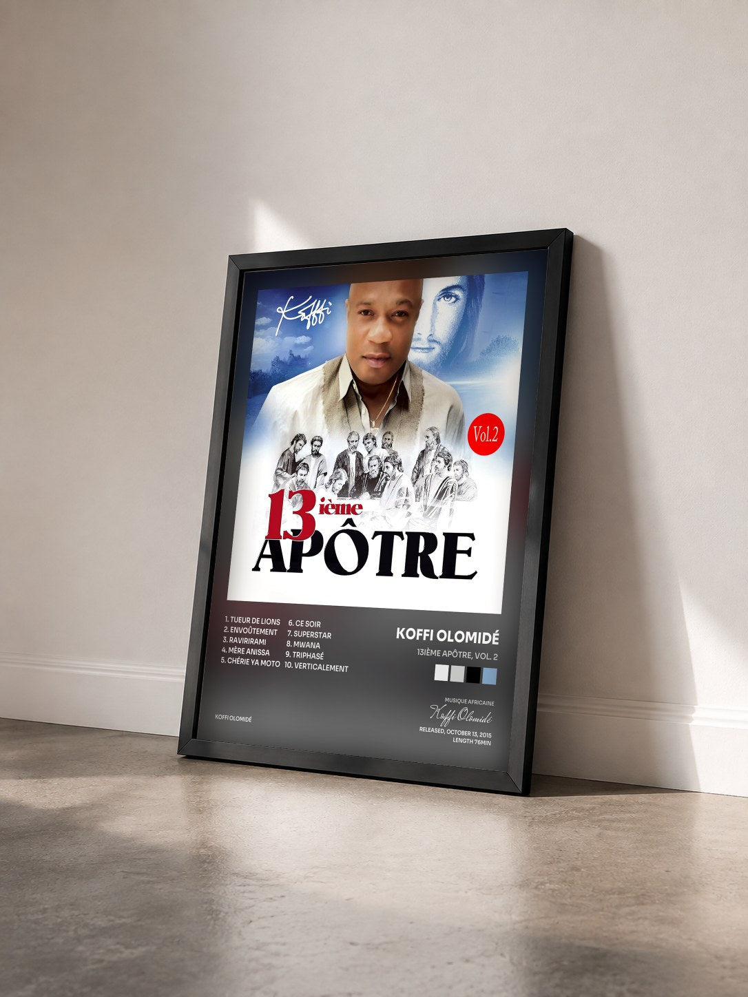 #noir Tableau de l'album 13ième apôtre, Vol. 2 de Koffi Olomidé vu de trois quarts, cadre noir