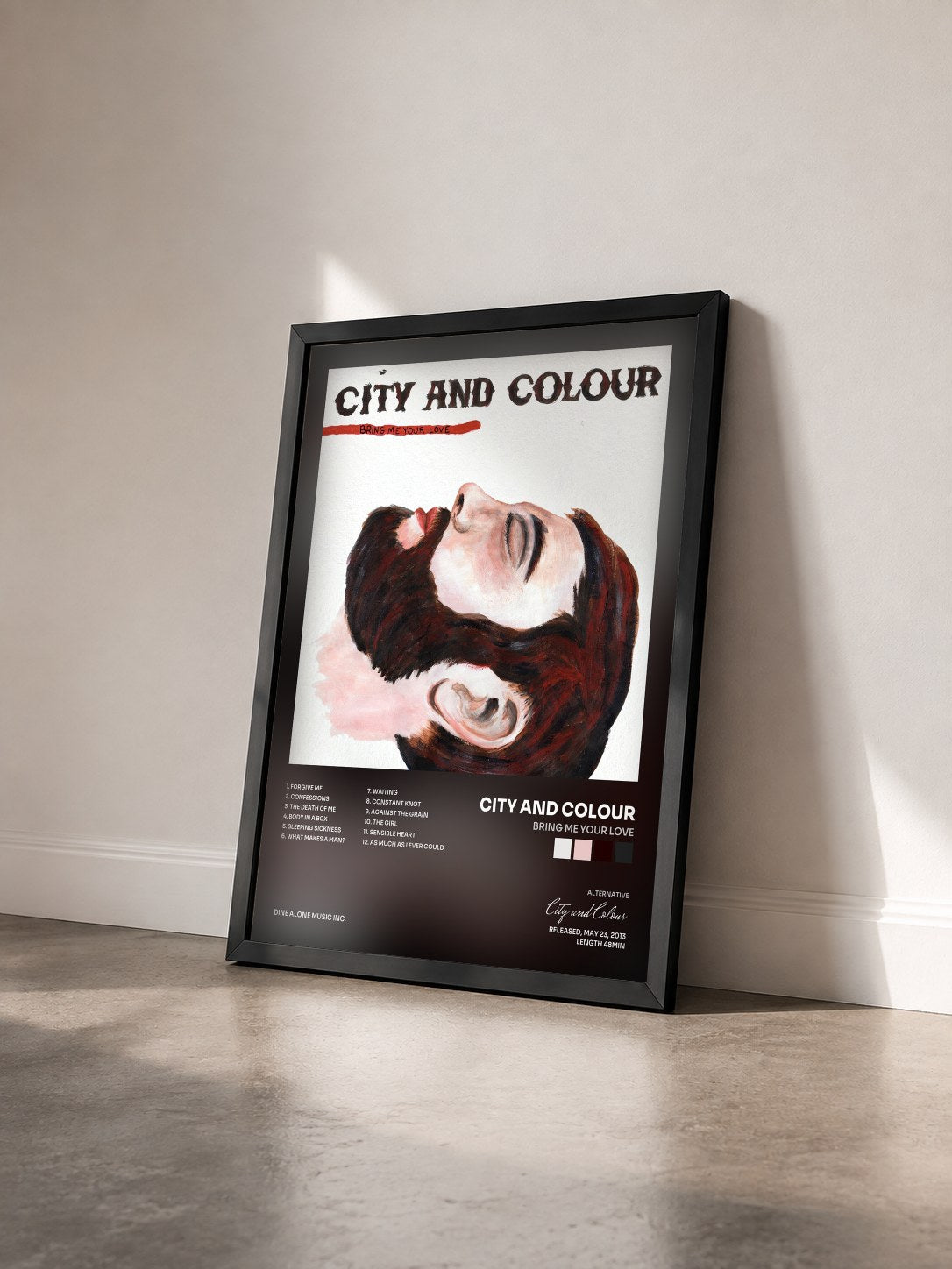 #noir Tableau de l'album Bring Me Your Love de City and Colour vu de trois quarts, cadre noir