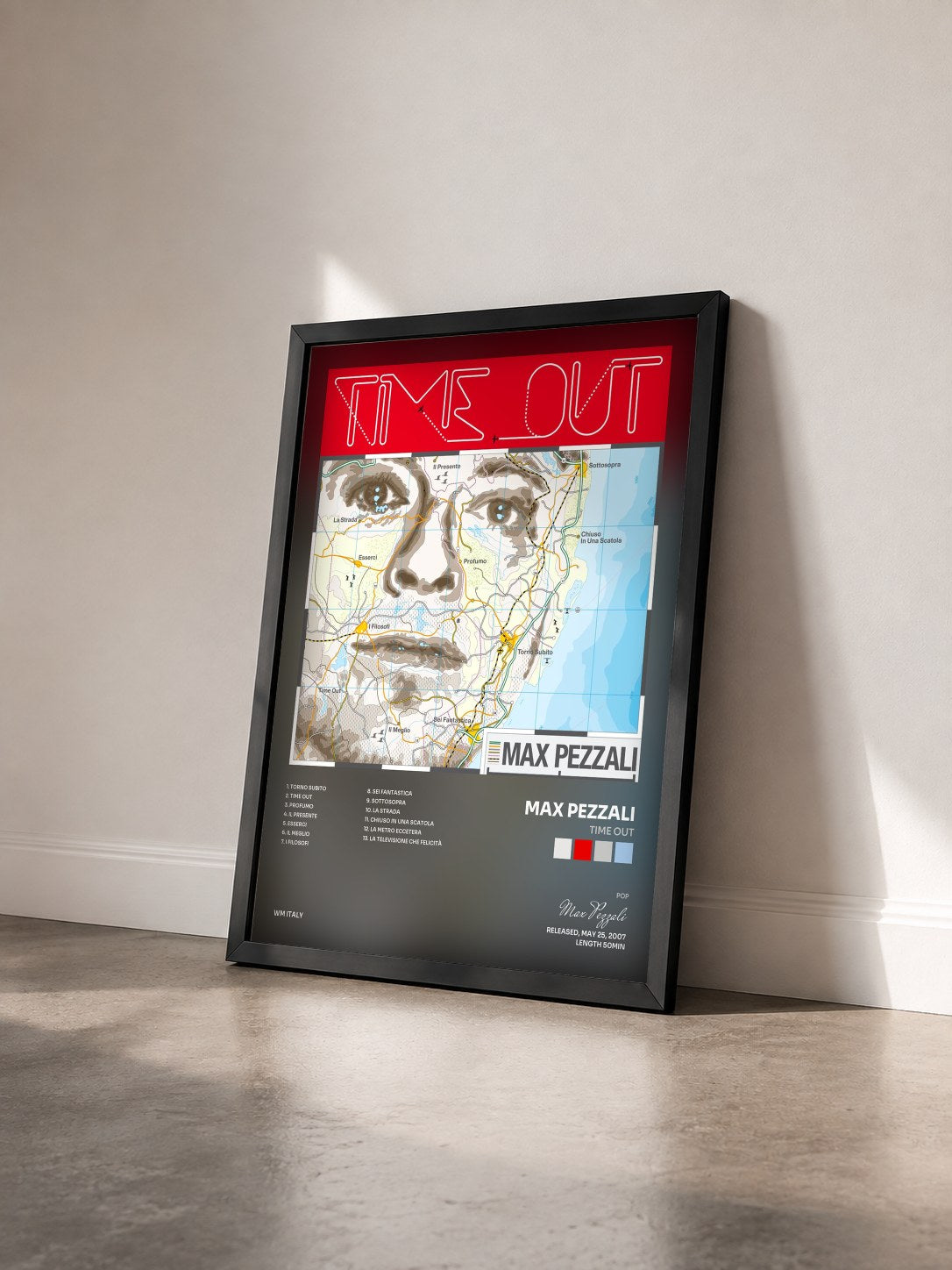 #noir Tableau de l'album Time out de Max Pezzali vu de trois quarts, cadre noir