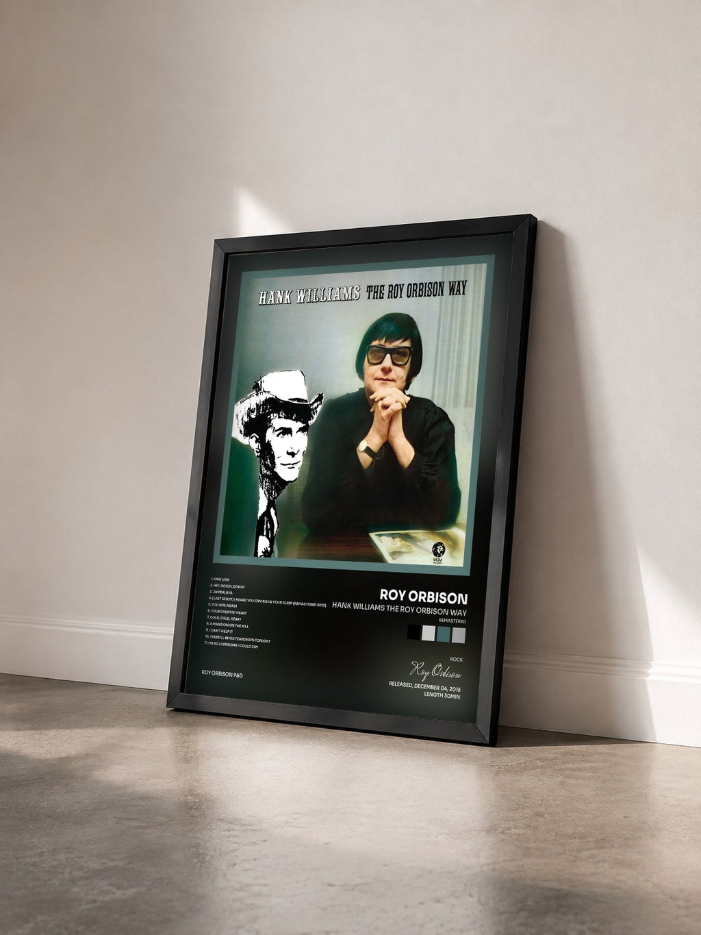 #noir Tableau de l'album Hank Williams The Roy Orbison Way (Remastered) de Roy Orbison vu de trois quarts, cadre noir