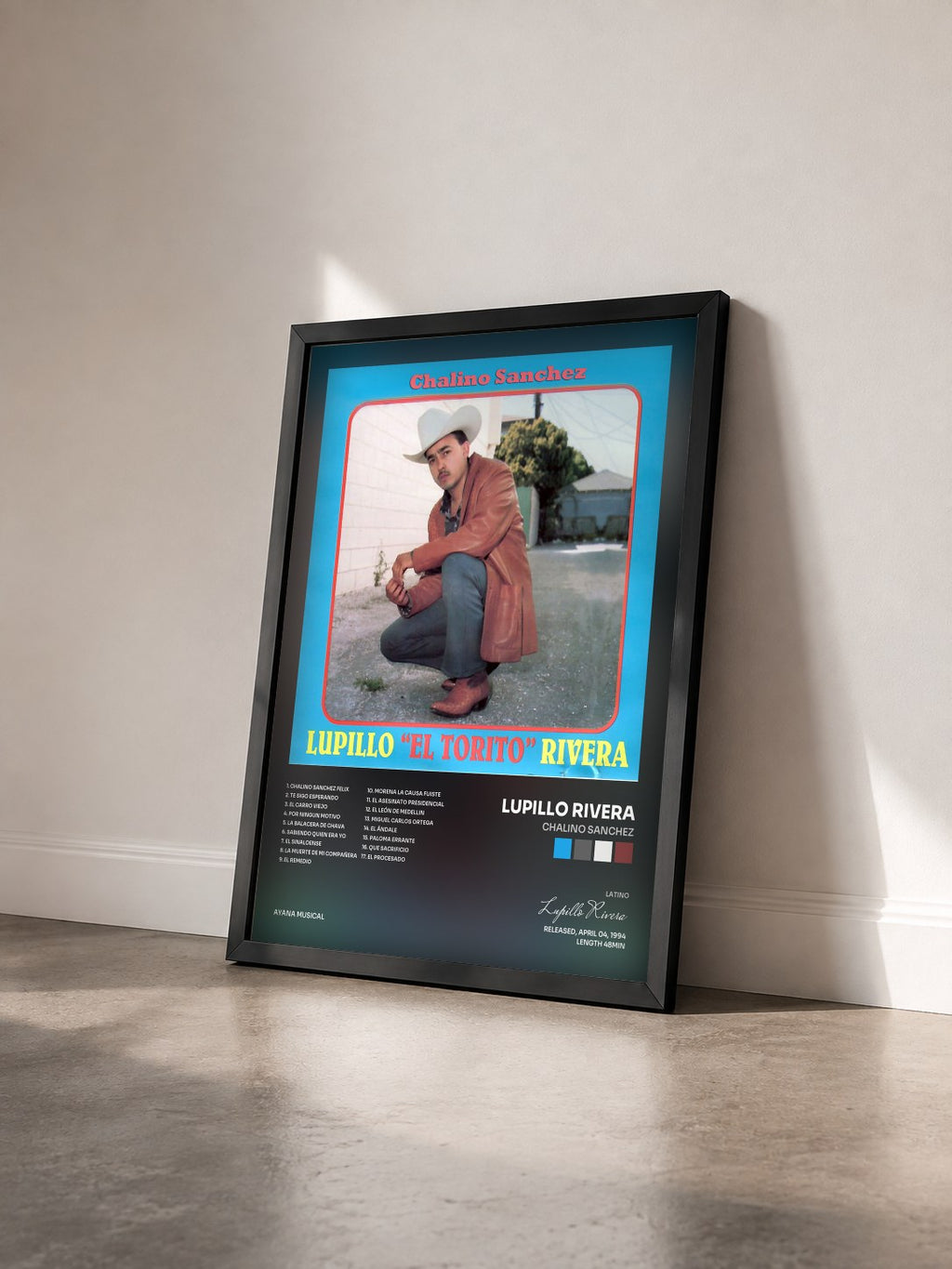 #noir Tableau de l'album Chalino Sanchez de Lupillo Rivera vu de trois quarts, cadre noir