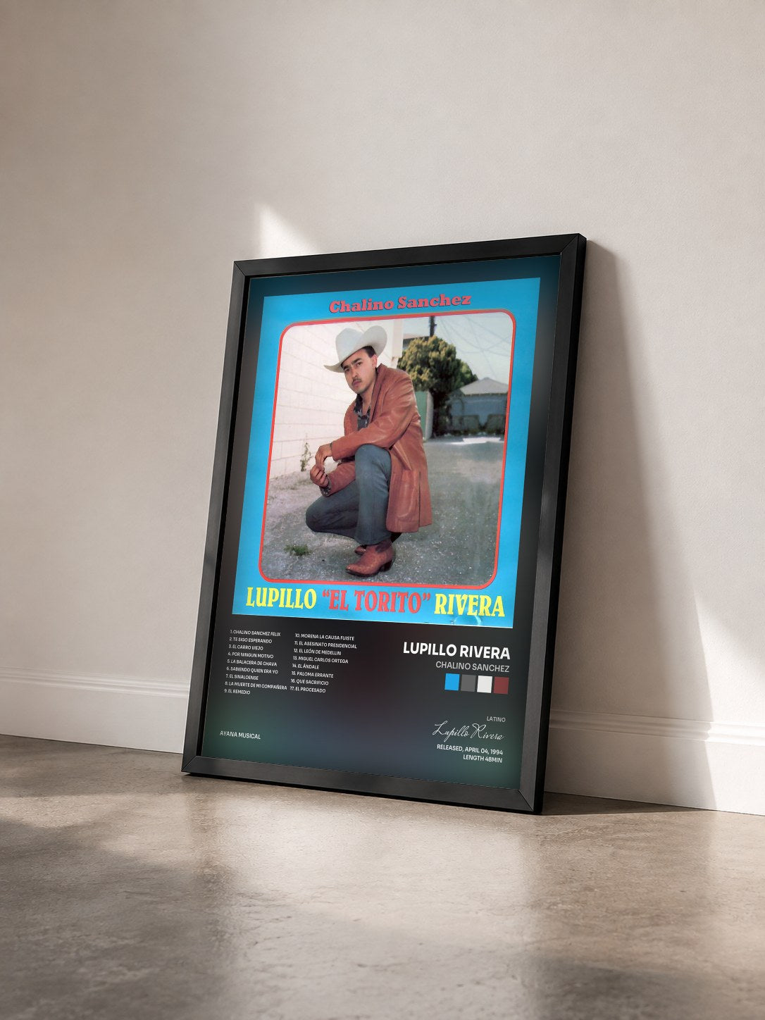 #noir Tableau de l'album Chalino Sanchez de Lupillo Rivera vu de trois quarts, cadre noir