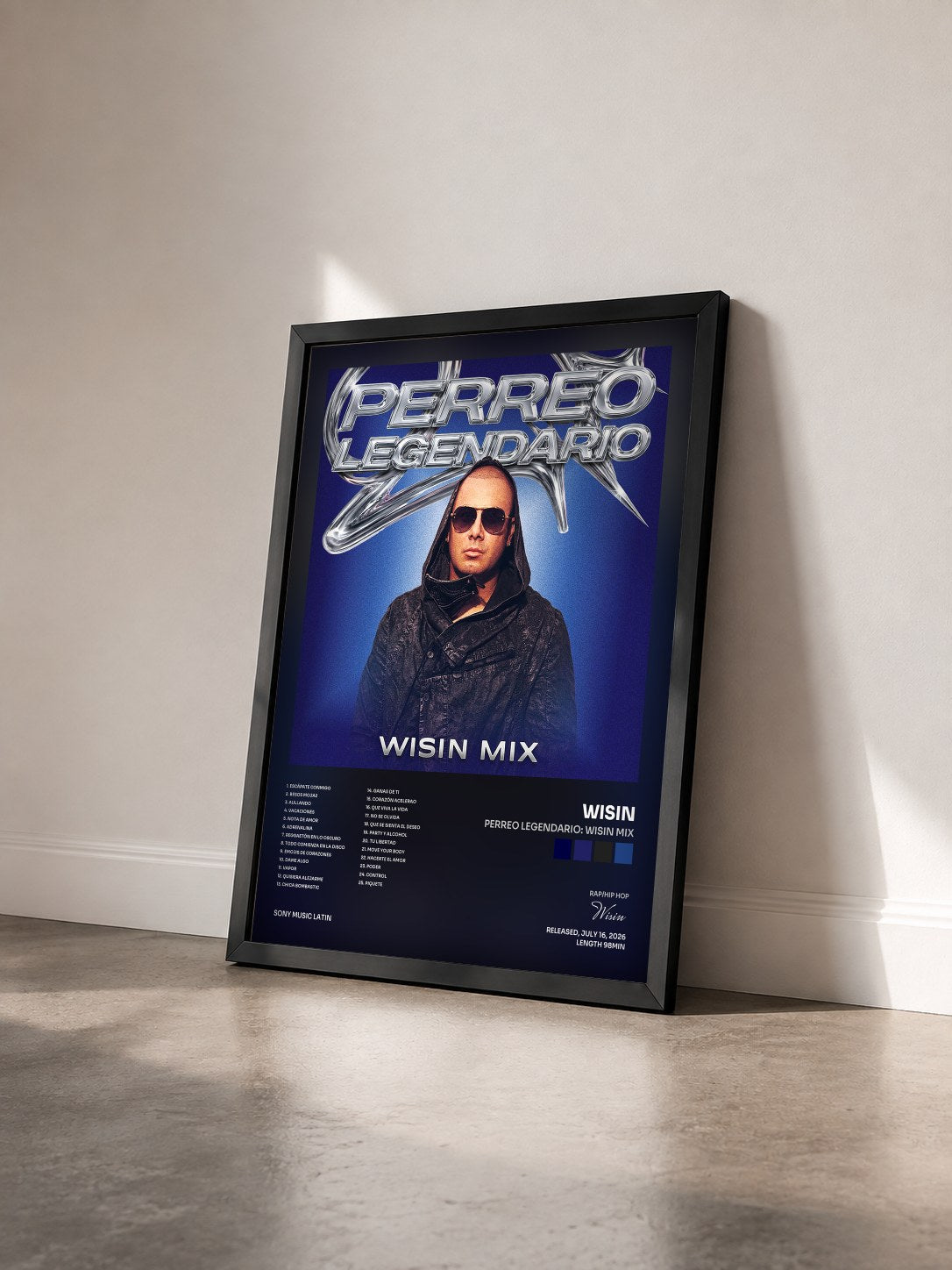 #noir Tableau de l'album PERREO LEGENDARIO: WISIN MIX de Wisin vu de trois quarts, cadre noir