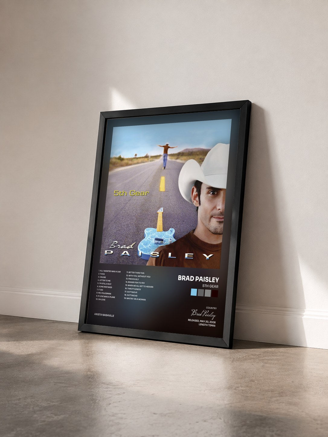 #noir Tableau de l'album 5th Gear de Brad Paisley vu de trois quarts, cadre noir